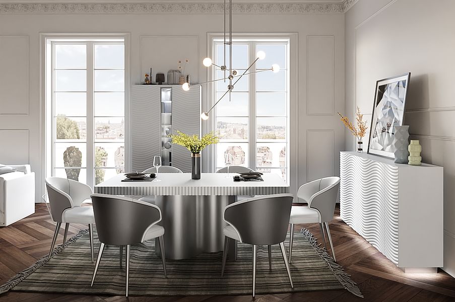 Wave Dining Room Set in White